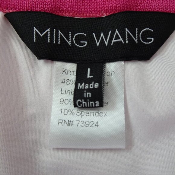 Ming Wang Midi Pencil Skirt Size L Pink Chevron Knit Scalloped Hem Lined - Picture 9 of 11